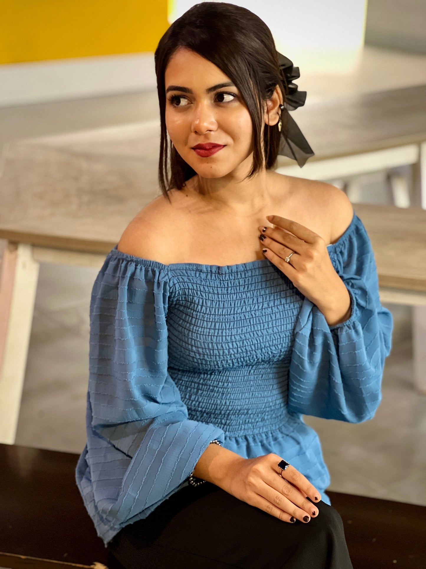 Short Smokey Tops || Blue Short Top || Ladies Short Tops