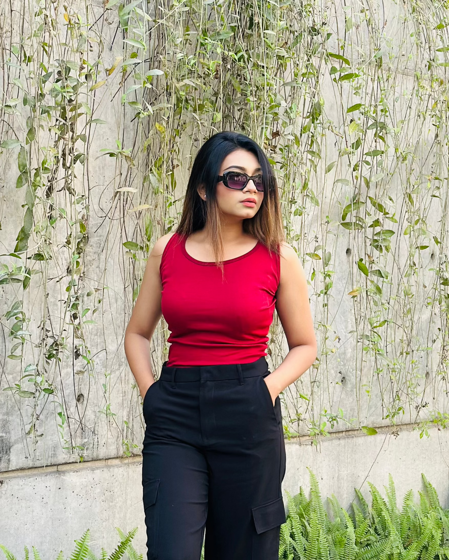Sleeveless Crop Top || Tan Top || Red Maroon