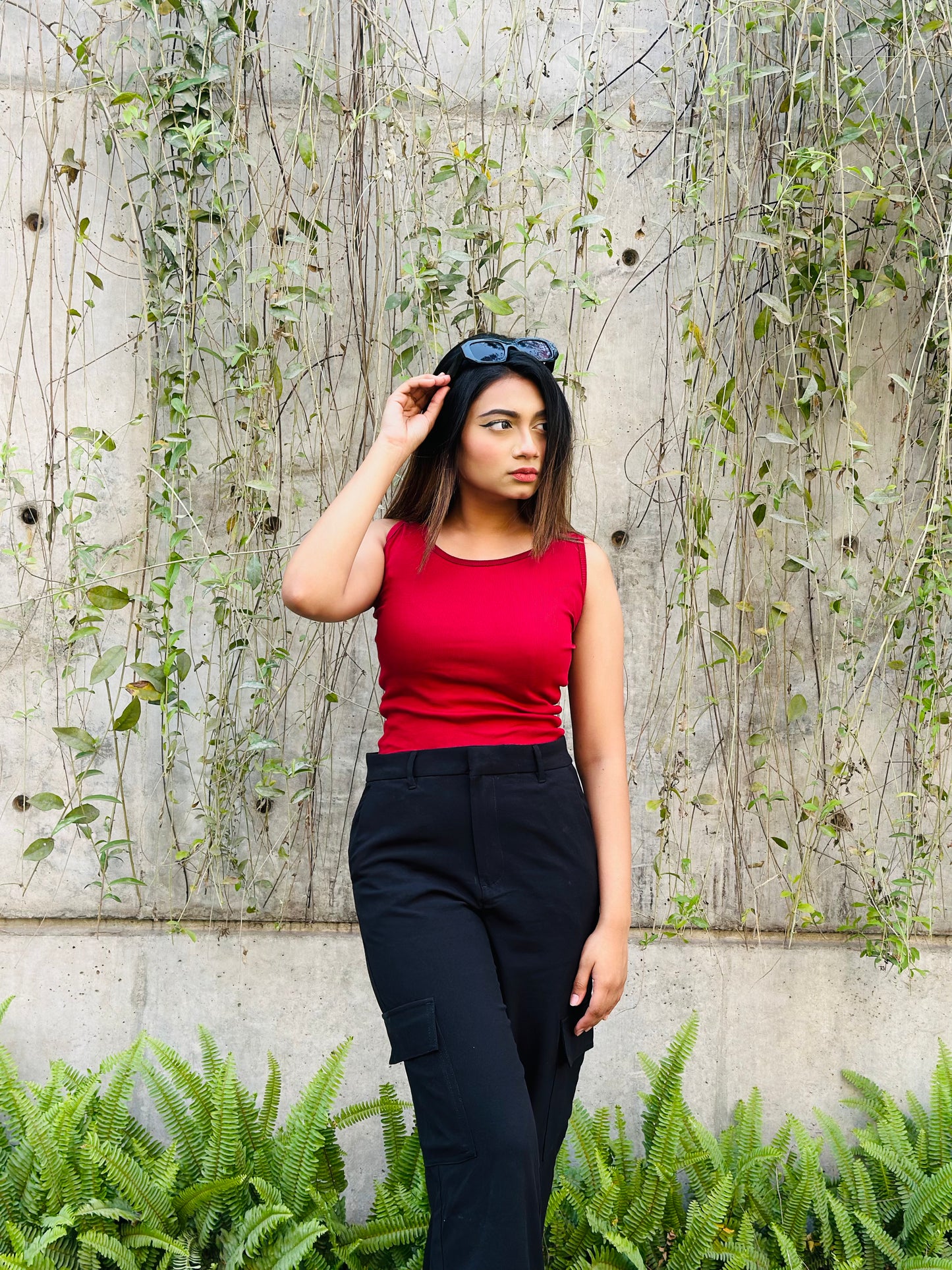 Sleeveless Crop Top || Tan Top || Red Maroon
