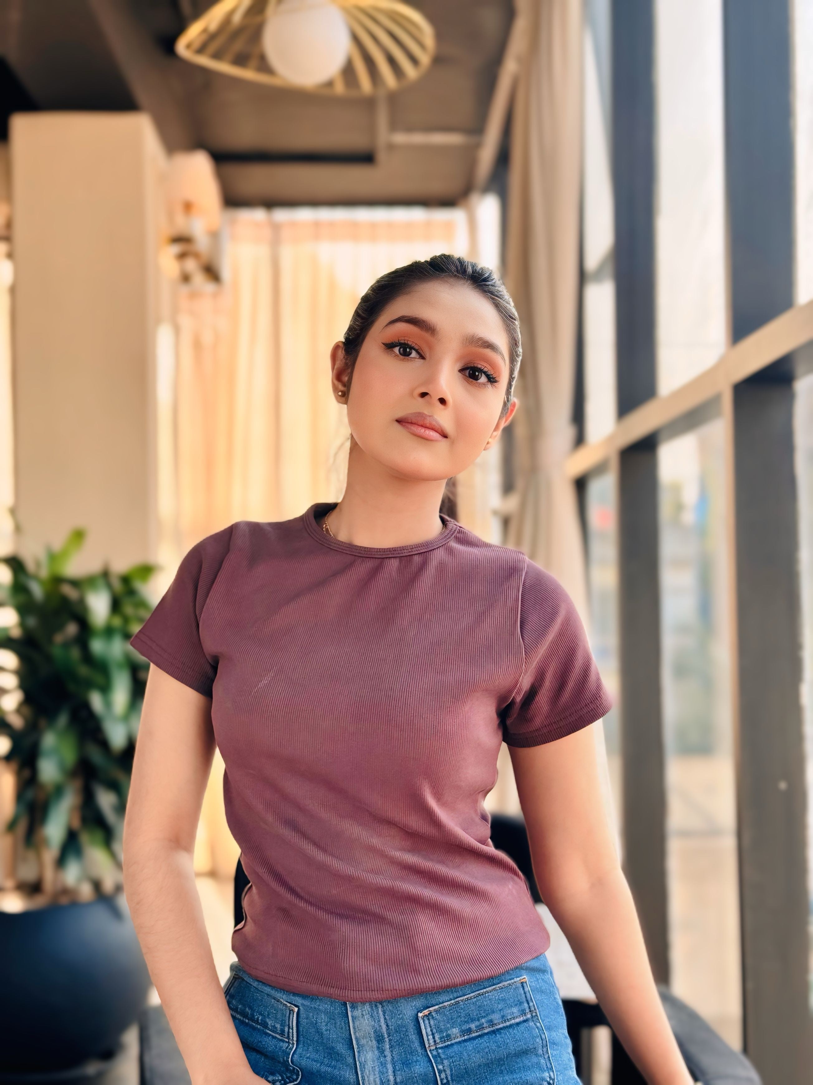 Crop O-Neck T-shirt || Cold Coffee