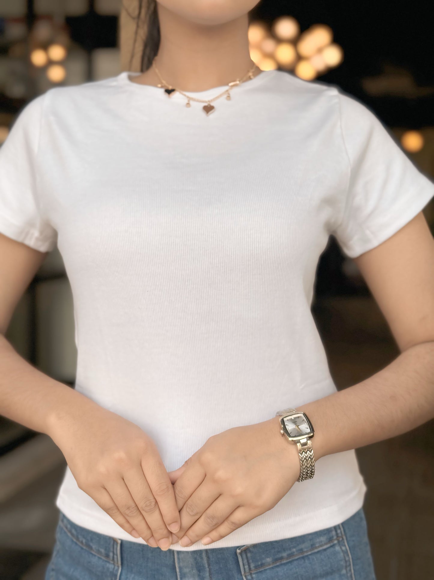 Crop O-Neck T-shirt || White