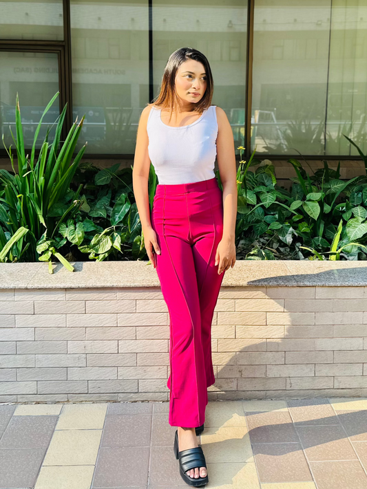 Flared Pants for Women || Ladies Pant || Magenta