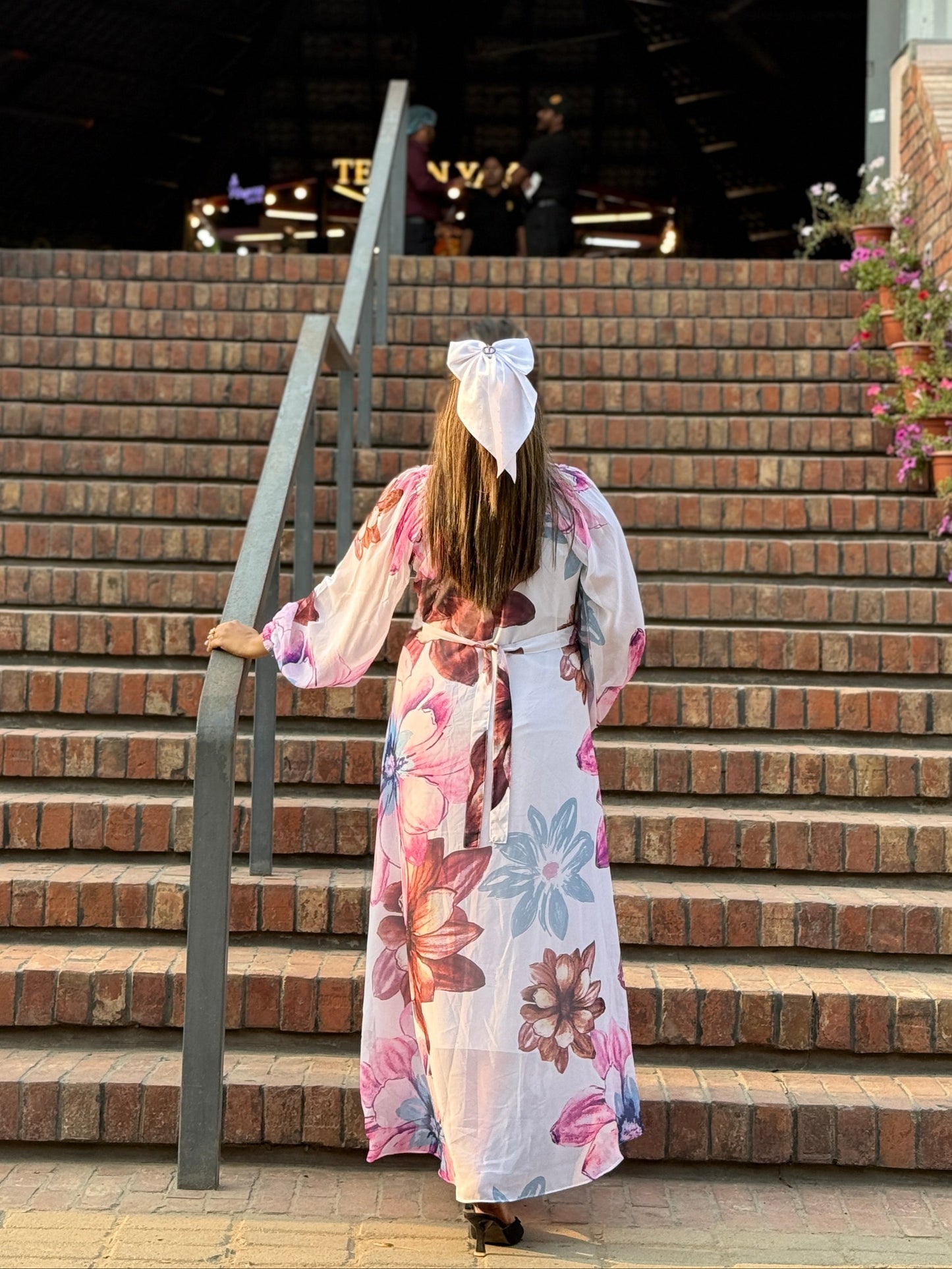 Ocean Gown || Long Beach Gown || Tour Gown || White Floral