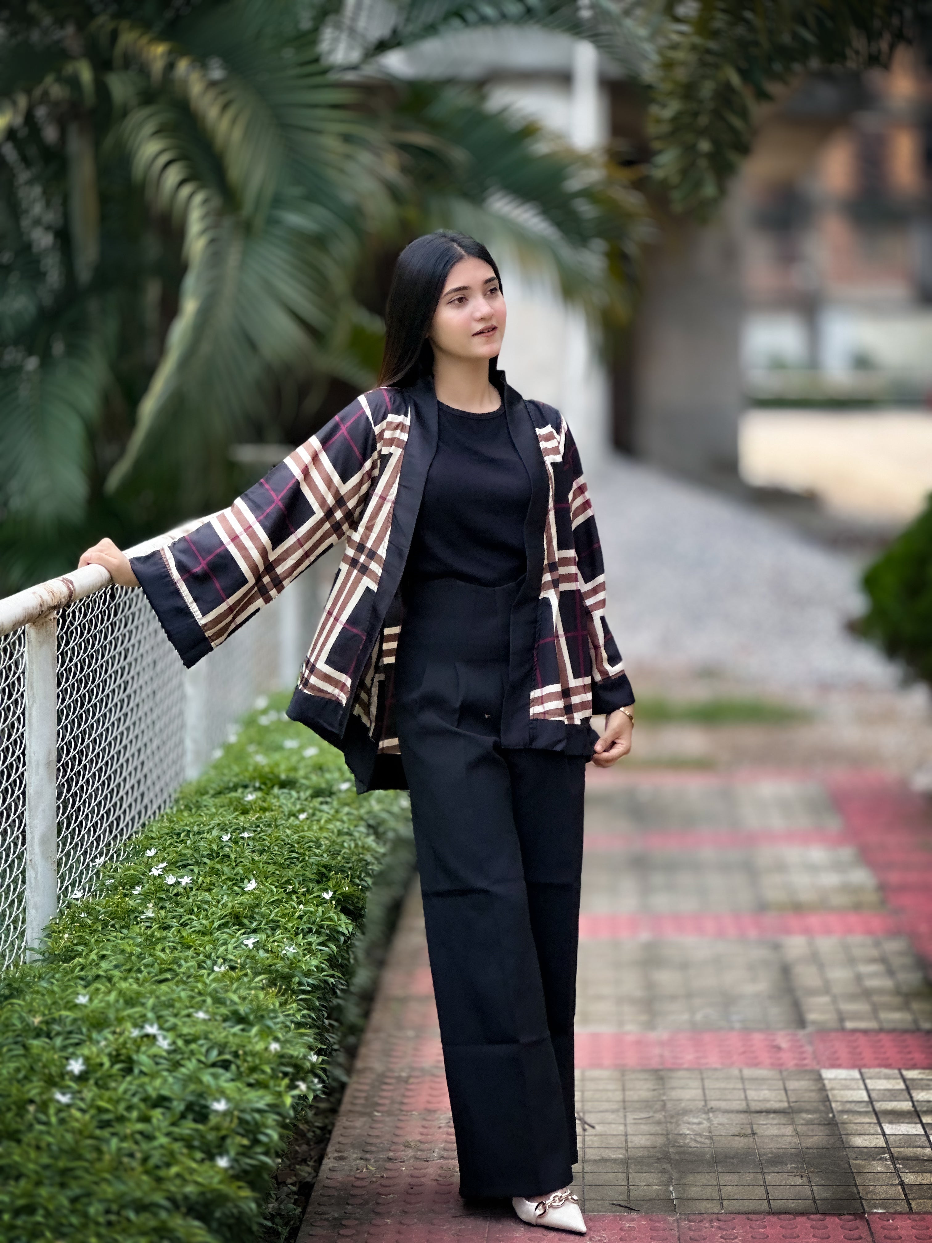 Short Kimono || Summer Wrap || Short Shrug || Short koti || Black Burberry Check