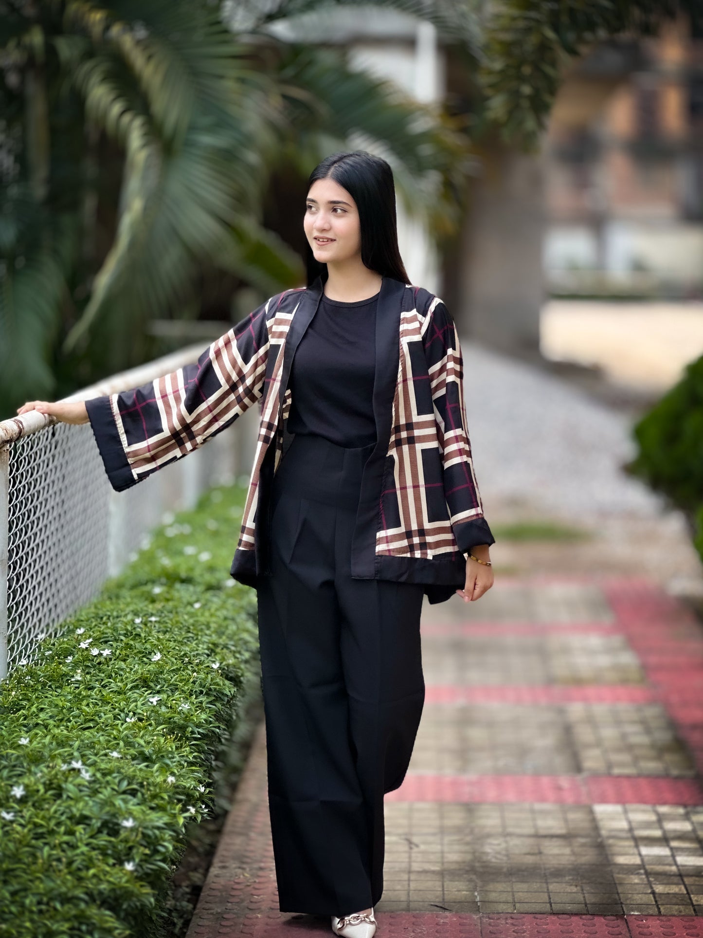 Short Kimono || Summer Wrap || Short Shrug || Short koti || Black Burberry Check