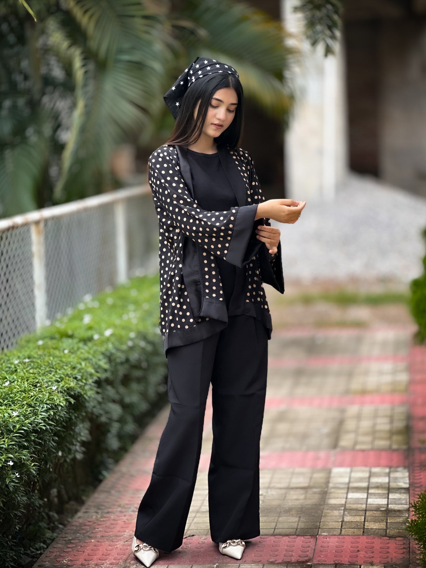 Short Kimono || Summer Wrap || Short Shrug || Short koti || Polka Dot Black