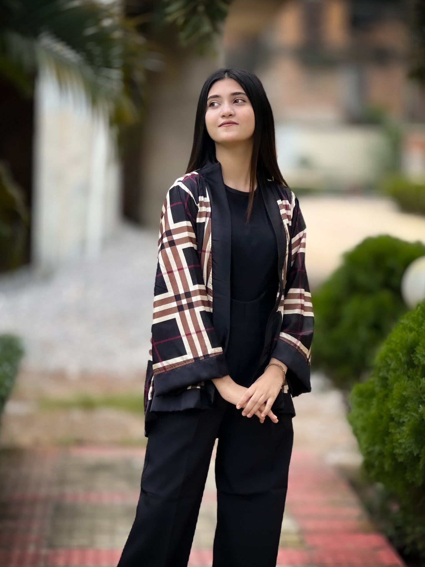 Short Kimono || Summer Wrap || Short Shrug || Short koti || Black Burberry Check