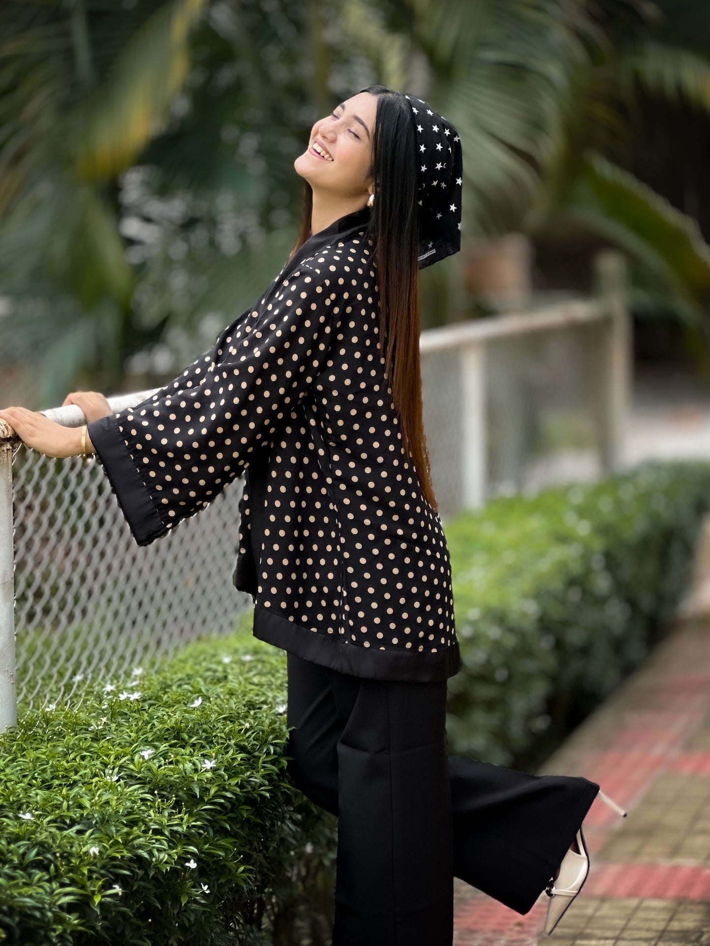 Short Kimono || Summer Wrap || Short Shrug || Short koti || Polka Dot Black