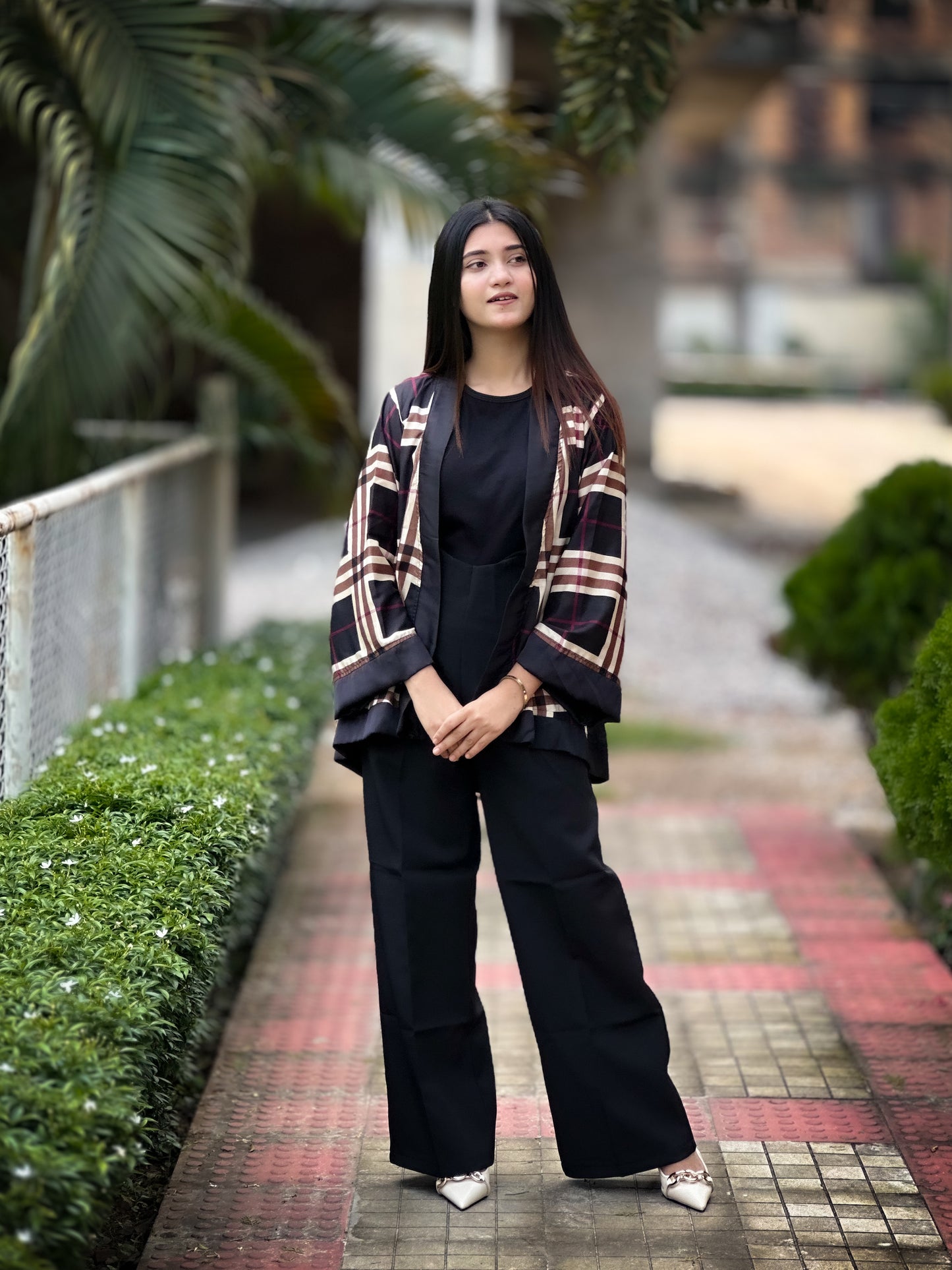 Short Kimono || Summer Wrap || Short Shrug || Short koti || Black Burberry Check