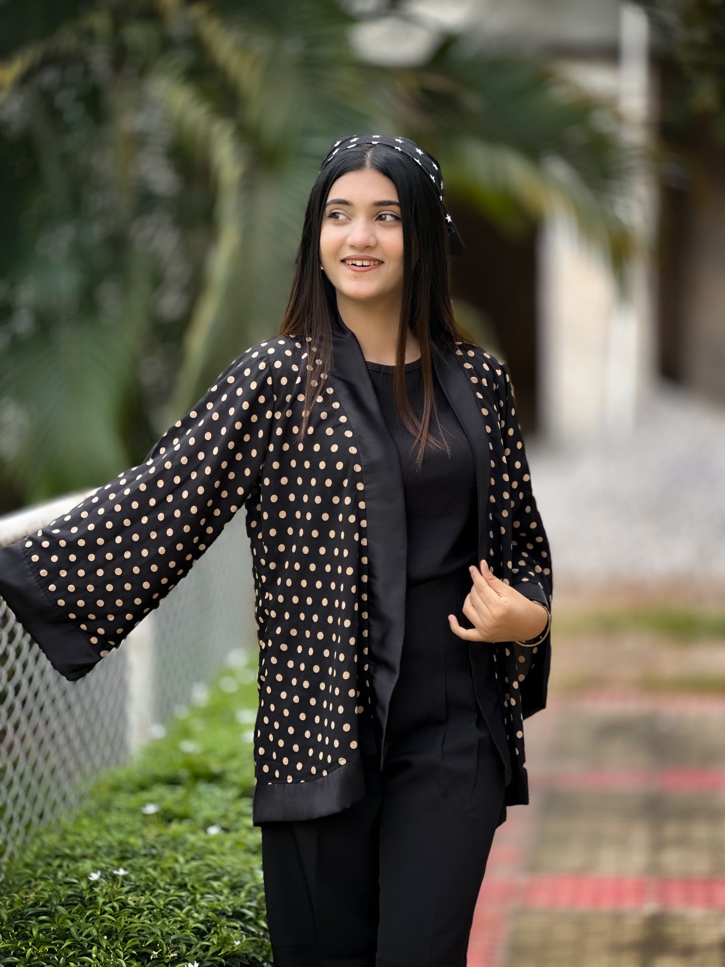 Short Kimono || Summer Wrap || Short Shrug || Short koti || Polka Dot Black
