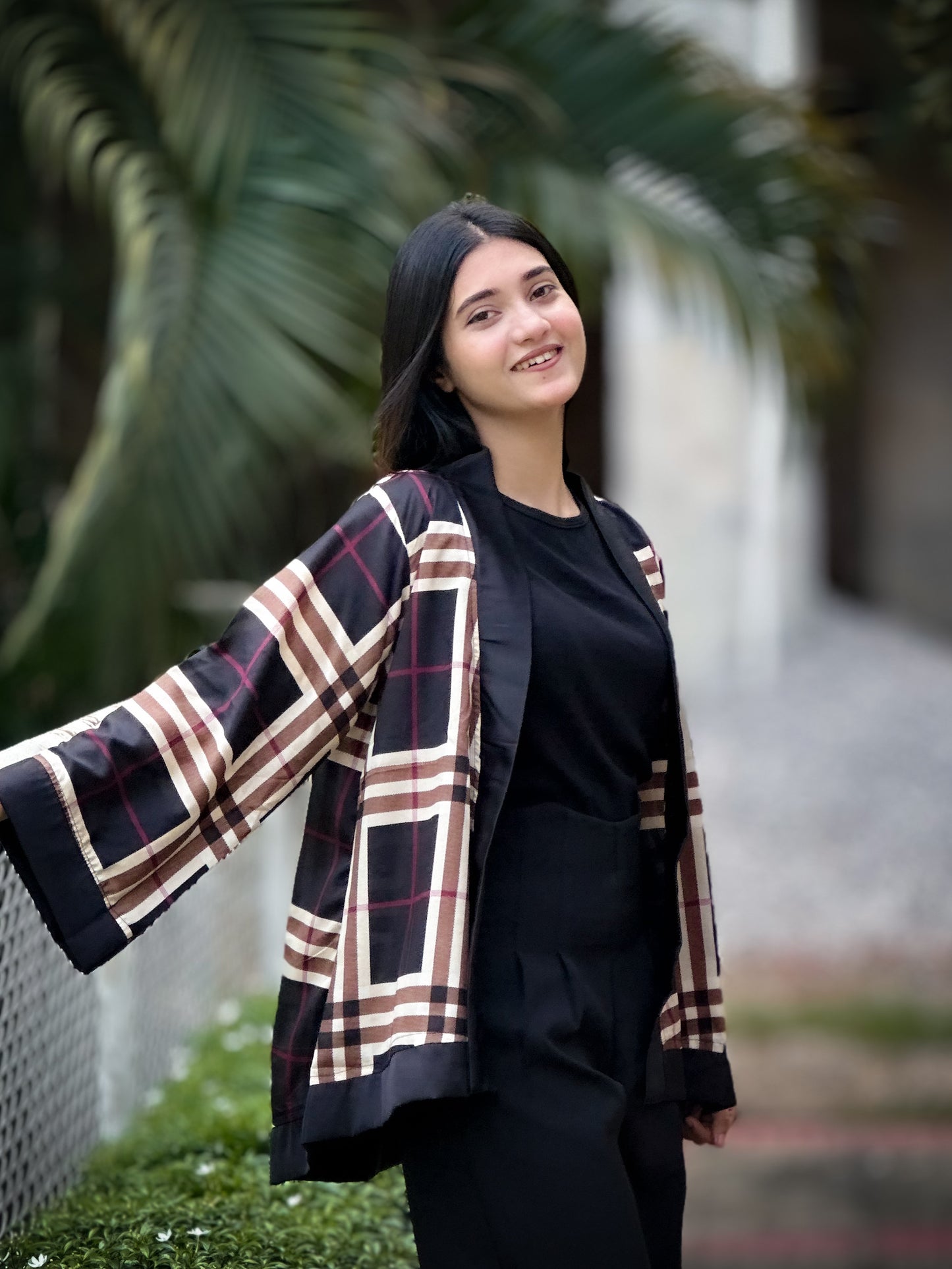 Short Kimono || Summer Wrap || Short Shrug || Short koti || Black Burberry Check