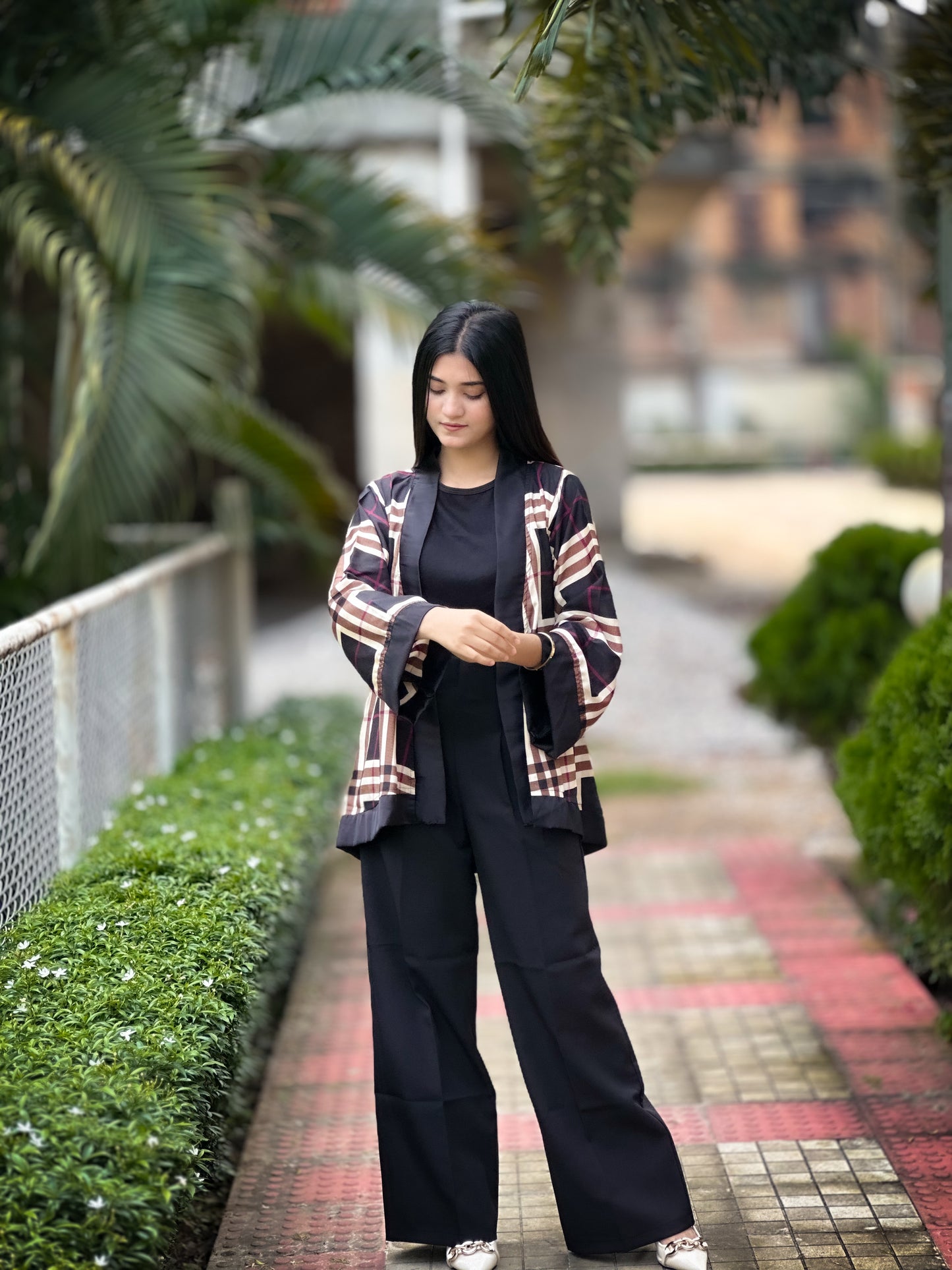 Short Kimono || Summer Wrap || Short Shrug || Short koti || Black Burberry Check