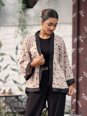 Ladies Short Kimono Polka Dot Front View – TrendyBuzz Bangladesh