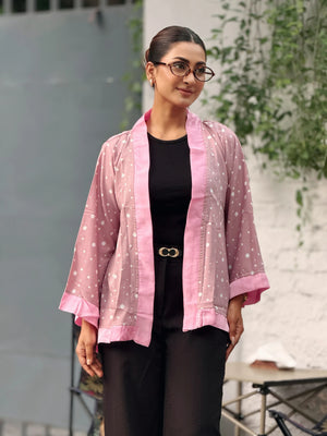 Premium Georgette Blush Dot Short Kimono – TrendyBuzz