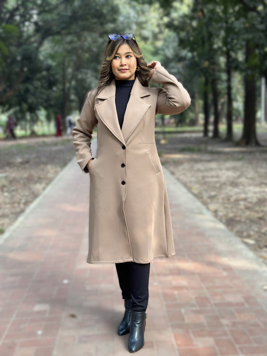 Winter Special Ladies Long Overcoat || Beige || Winter Jacket