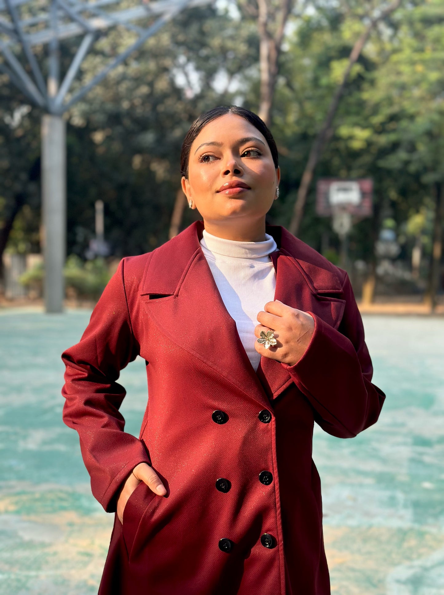 The Classy Long Overcoat – Elegant Winter & Formal Wear | Jacket || Dark Maroon