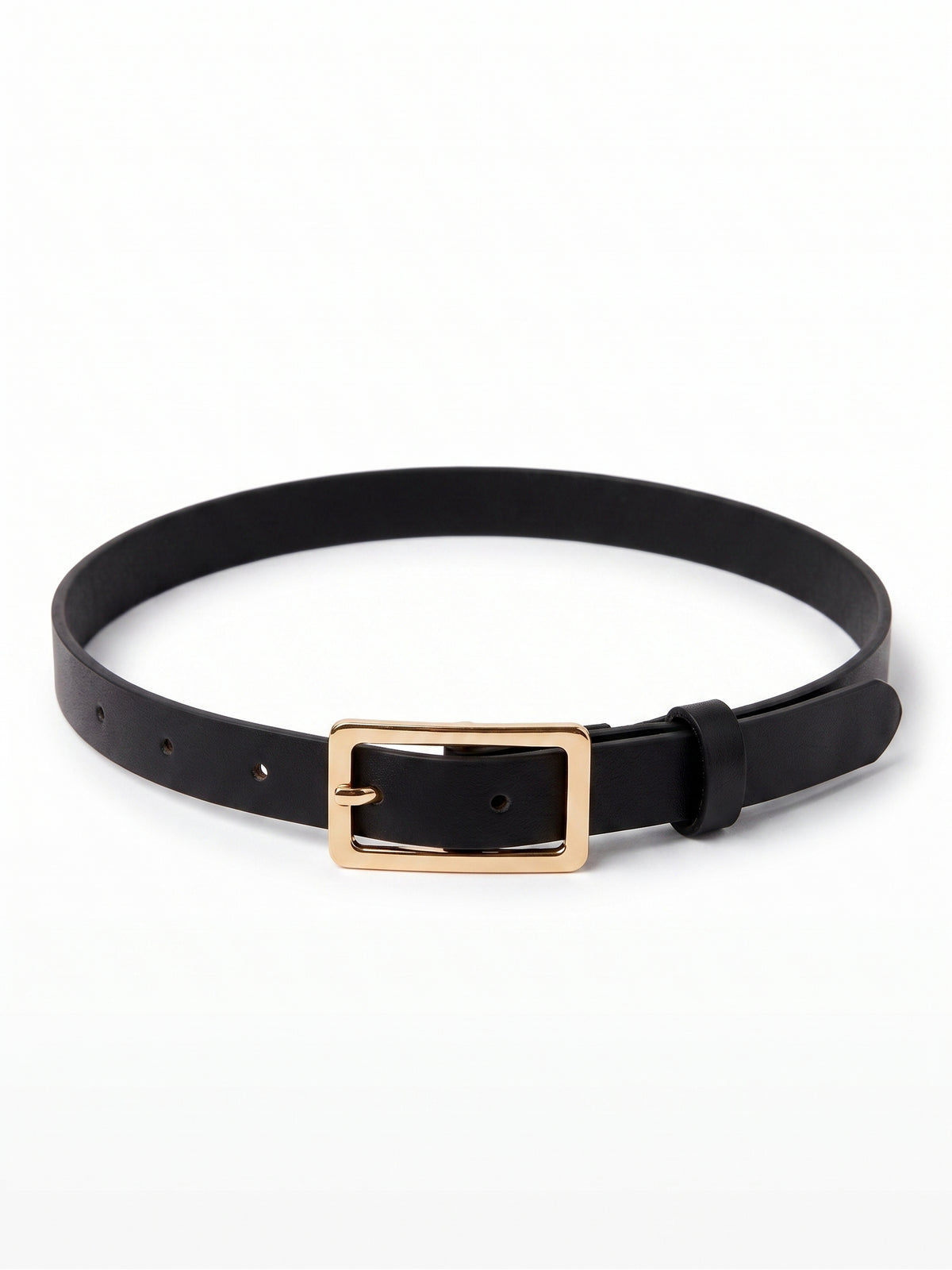 Ladies Classic Box Buckle Belt in Black
