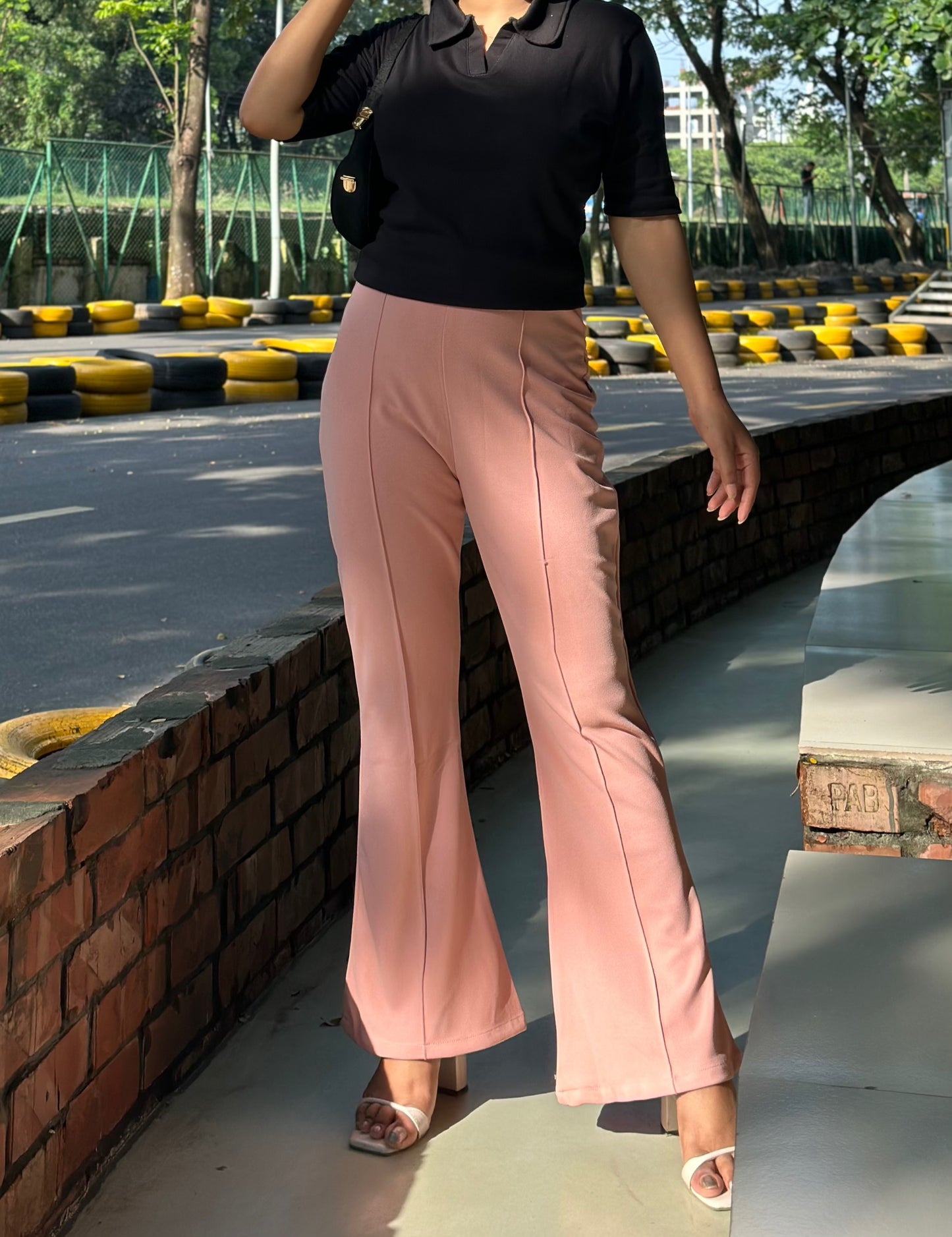 Women's Flared Pants || Ladies Flare Pant || Light Pink