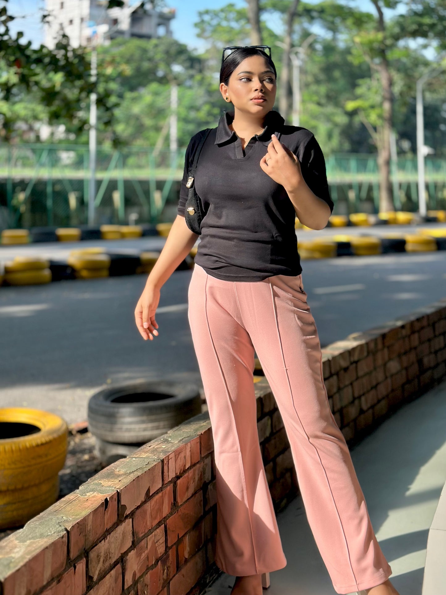 Women's Flared Pants || Ladies Flare Pant || Light Pink
