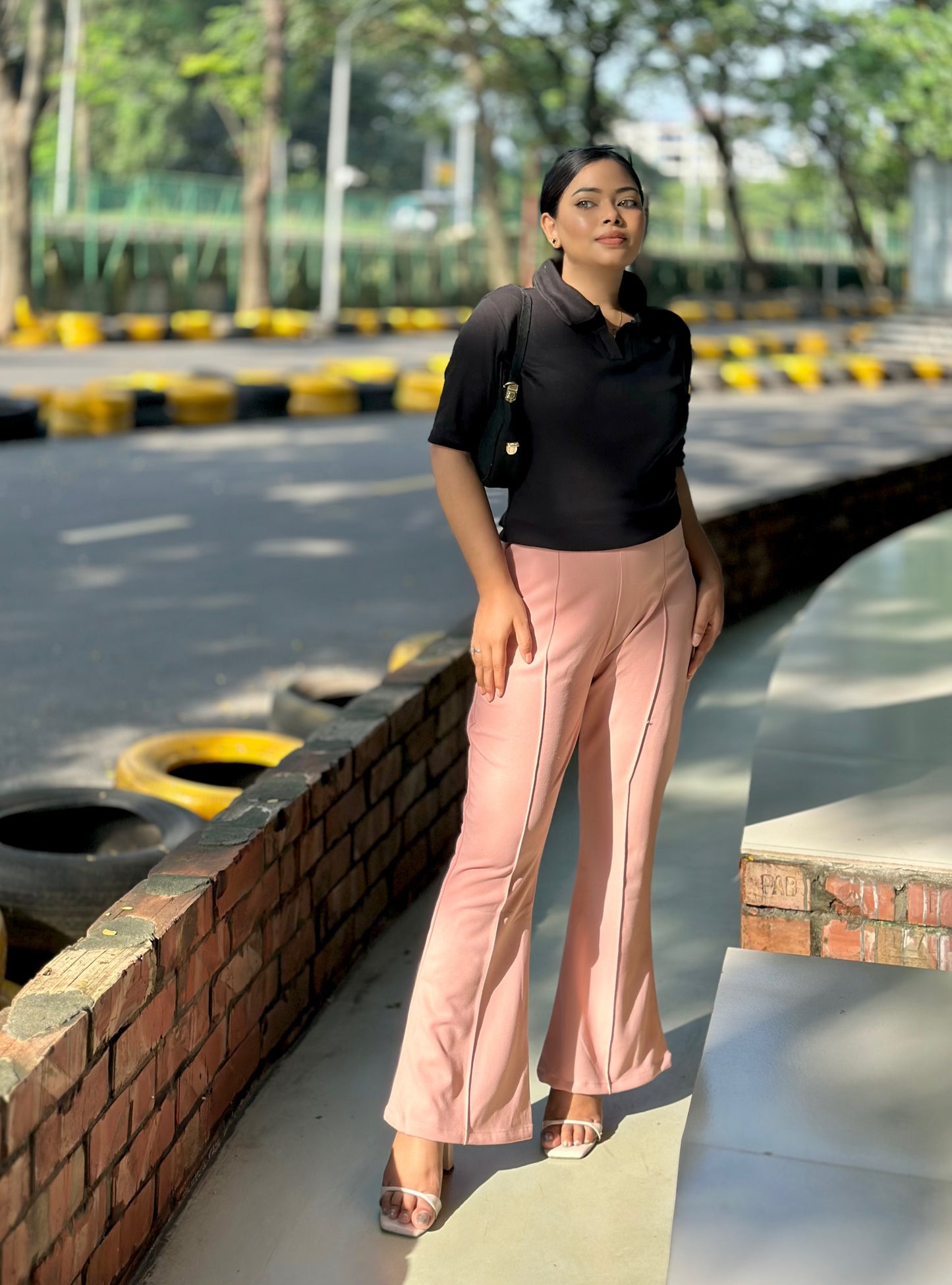 Women's Flared Pants || Ladies Flare Pant || Light Pink