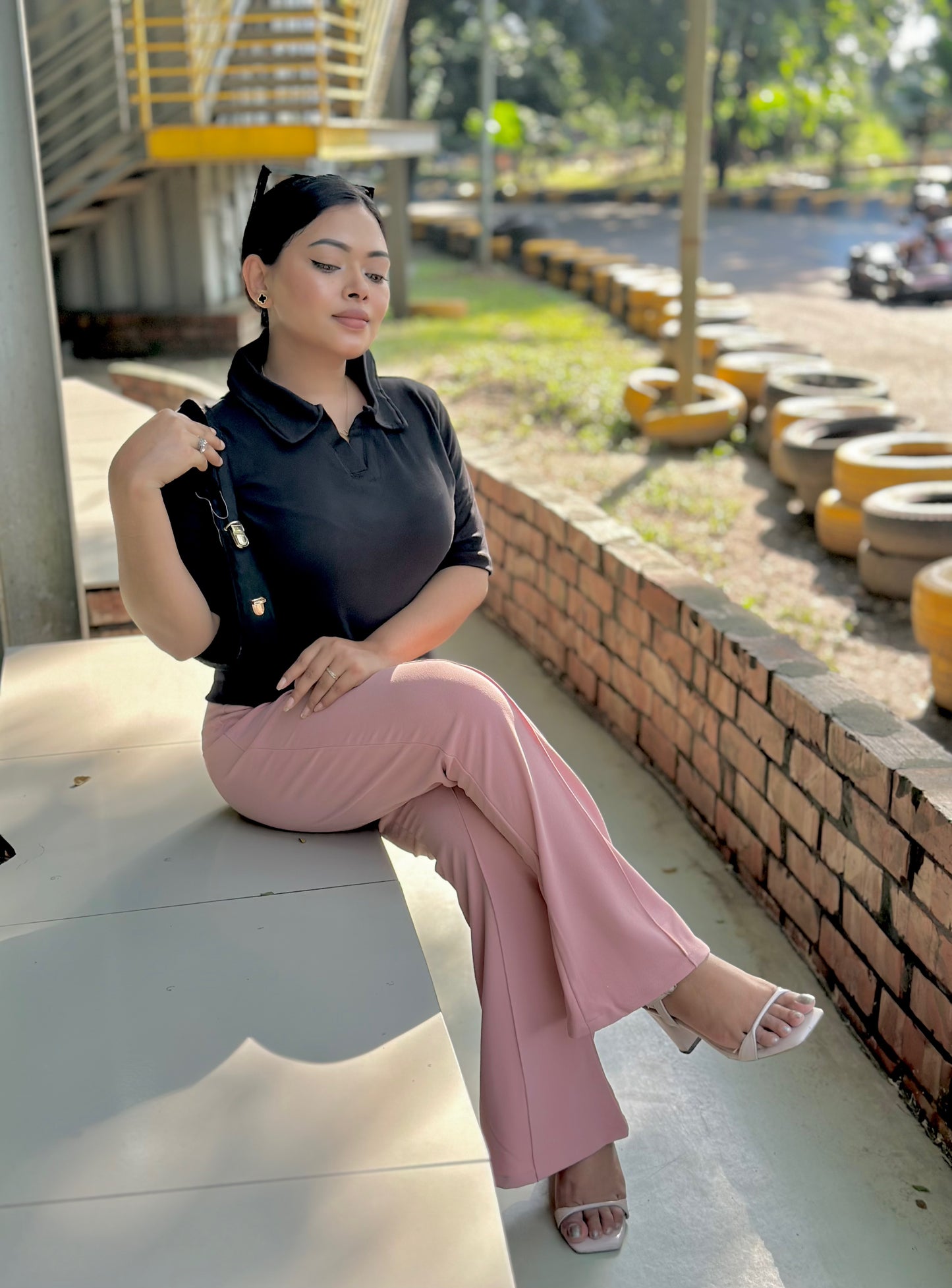 Women's Flared Pants || Ladies Flare Pant || Light Pink