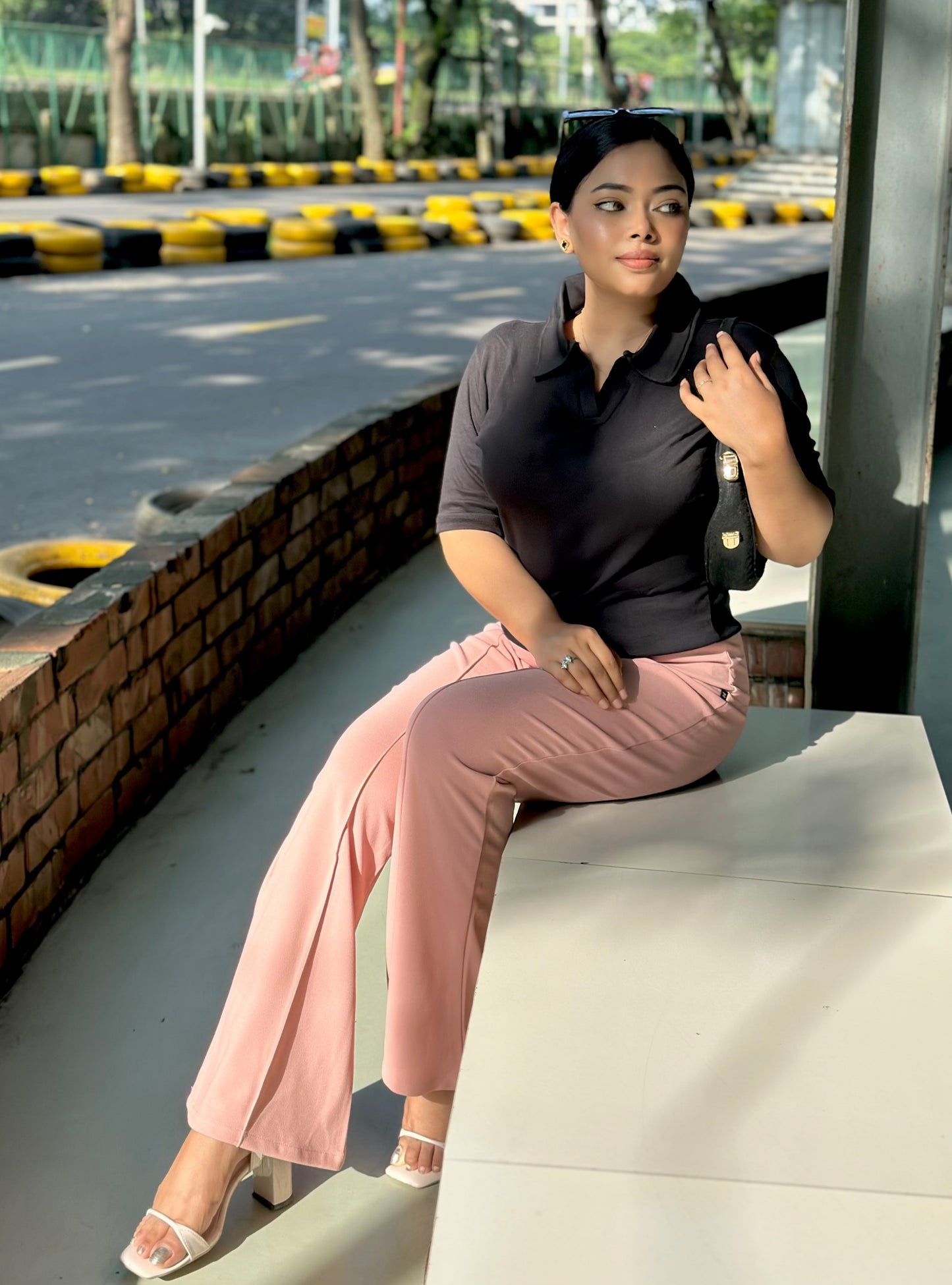 Women's Flared Pants || Ladies Flare Pant || Light Pink