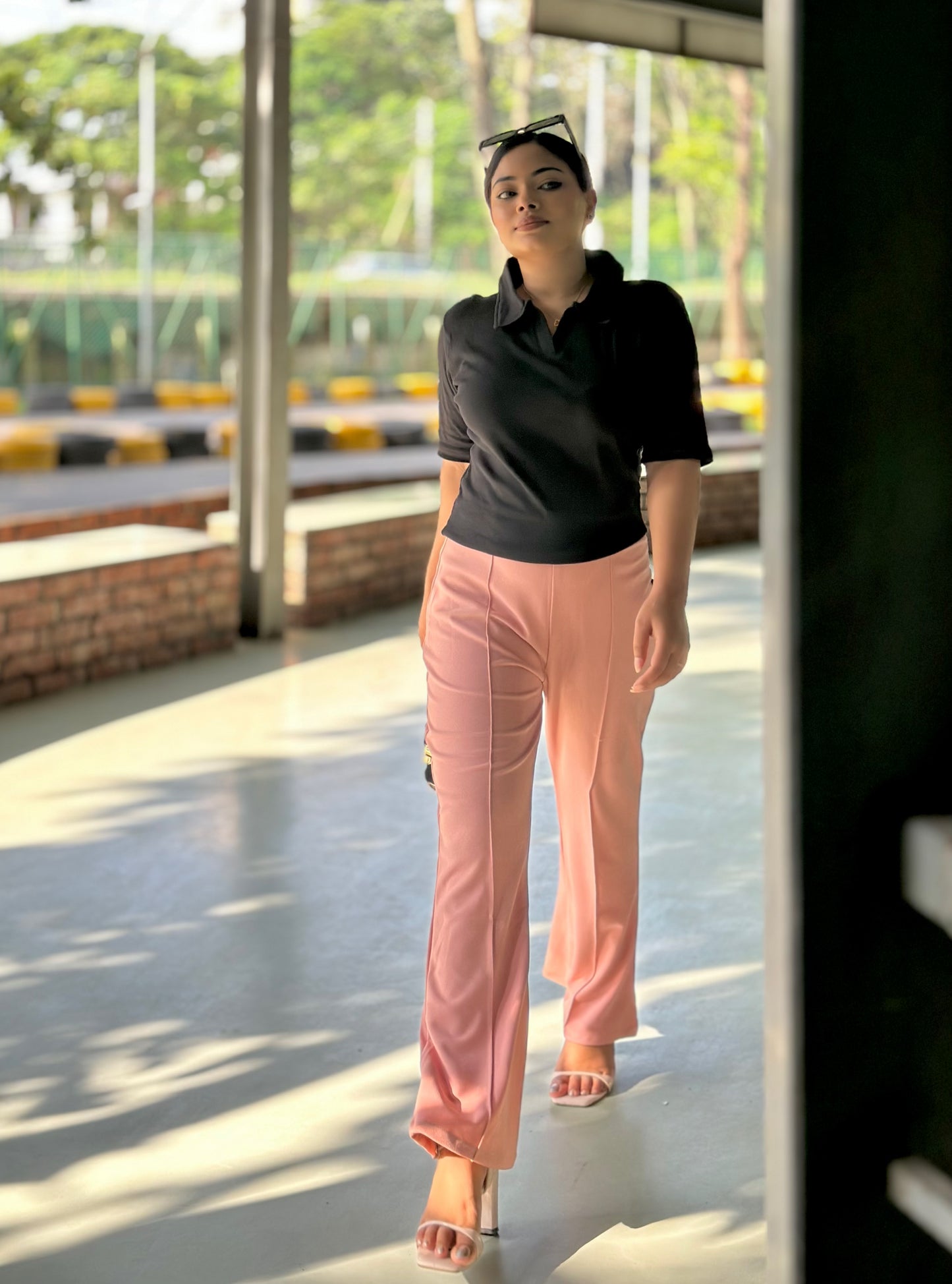 Women's Flared Pants || Ladies Flare Pant || Light Pink