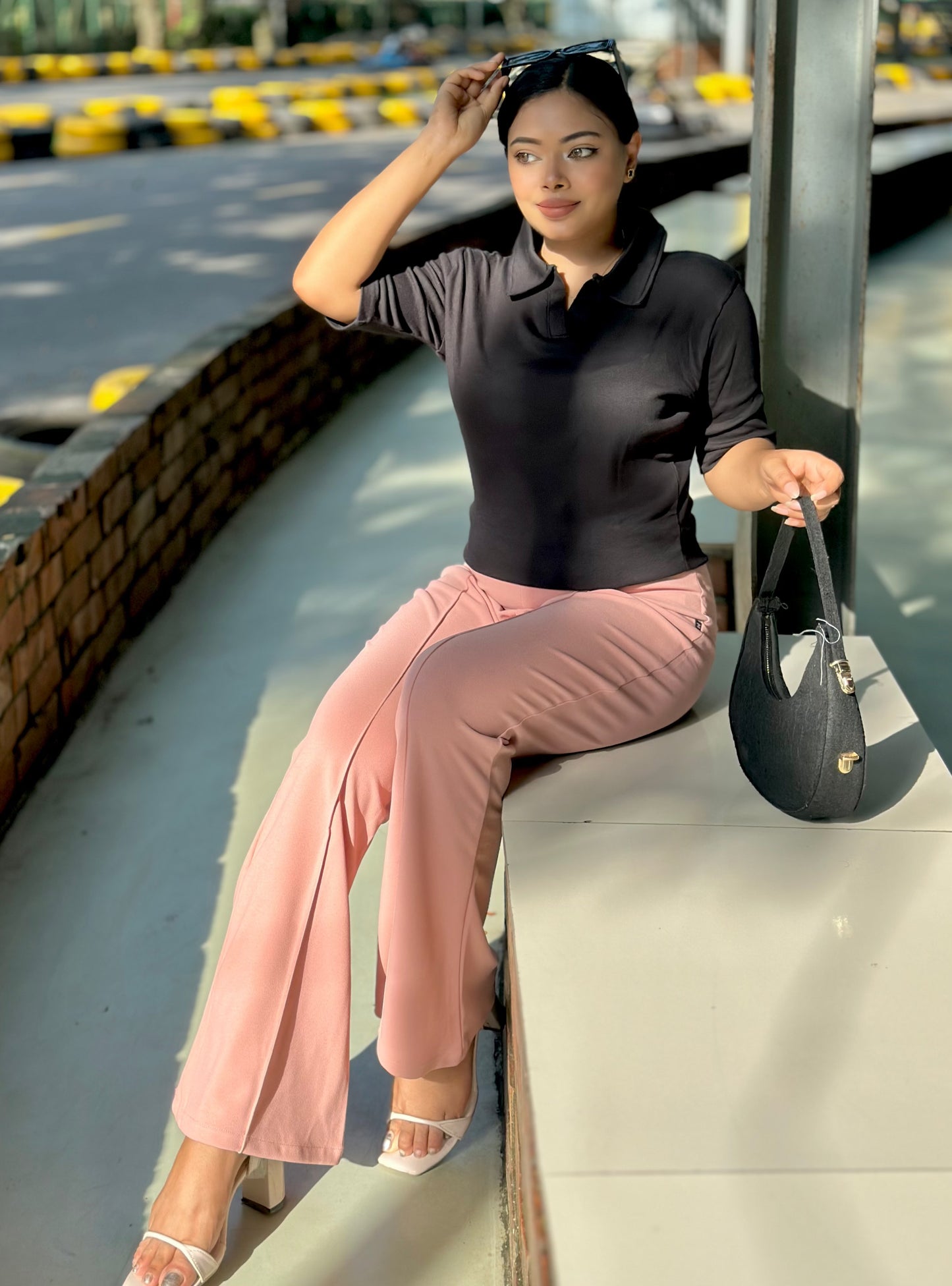 Women's Flared Pants || Ladies Flare Pant || Light Pink