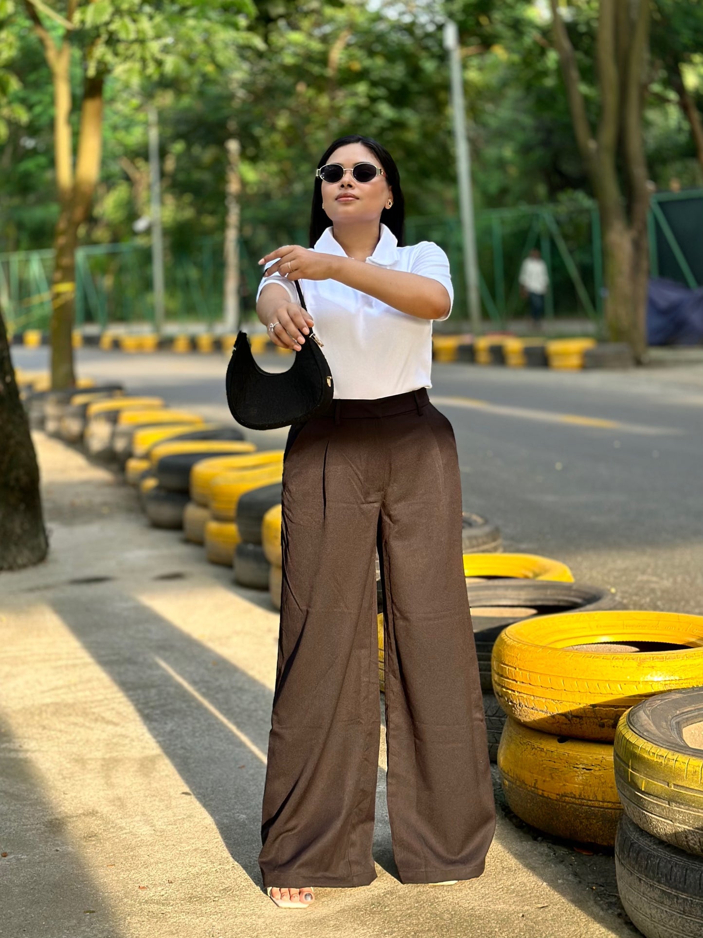 Ladies Wide Leg Loose Fit Formal Pant – Elegant Office & Business Wear | ( Black )