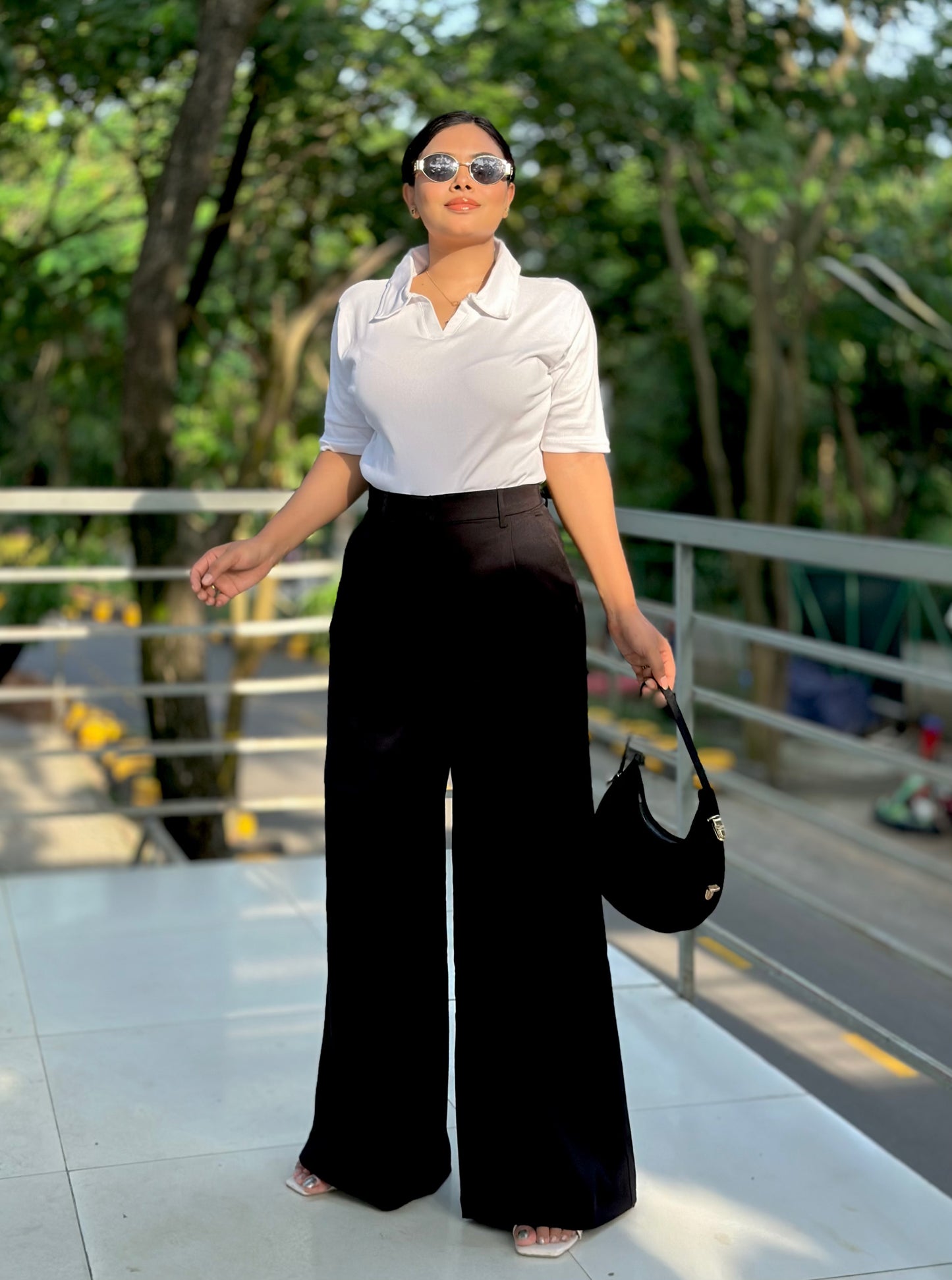 Ladies Wide Leg Loose Fit Formal Pant – Elegant Office & Business Wear | ( Black )