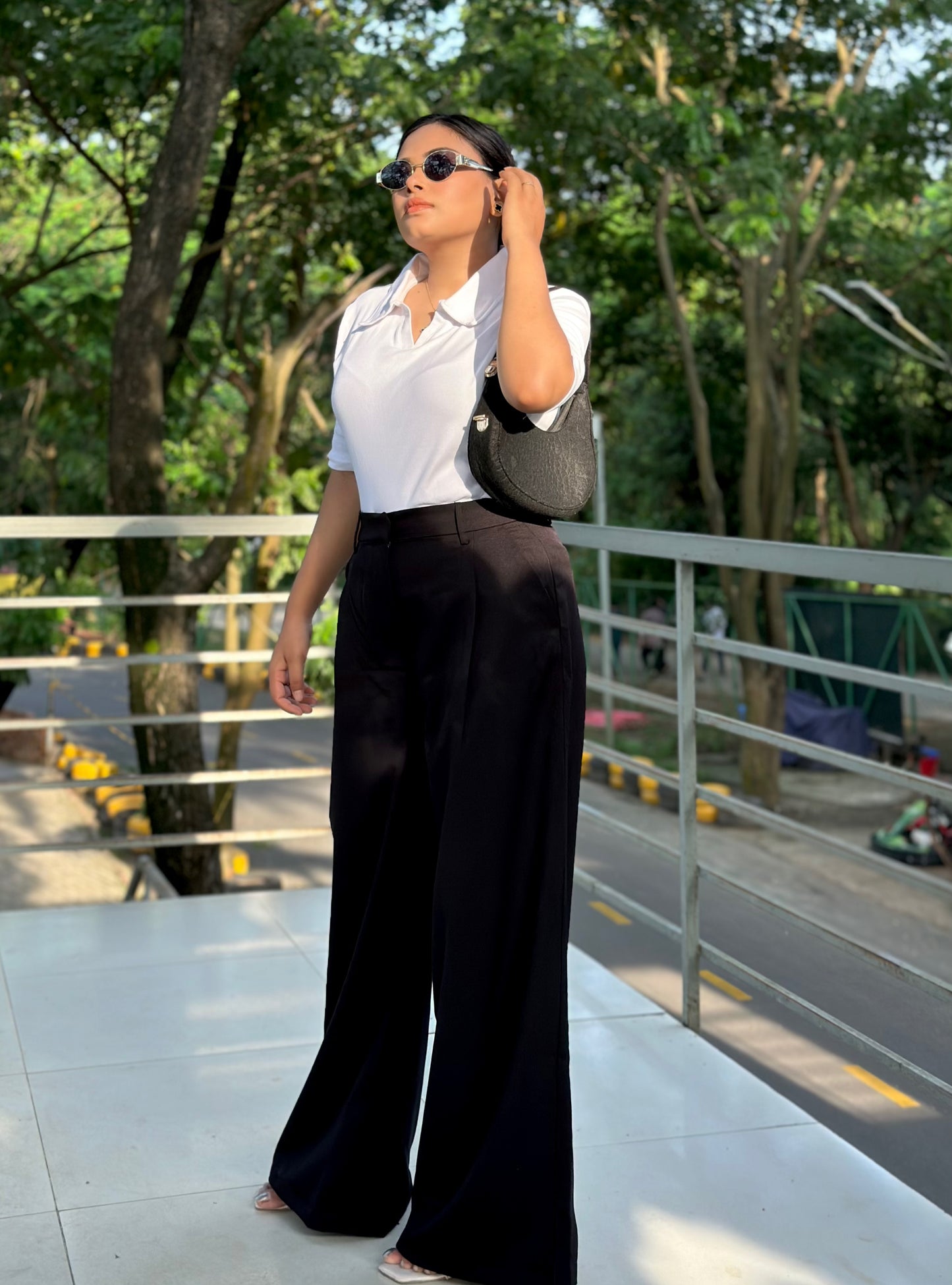 Ladies Wide Leg Loose Fit Formal Pant – Elegant Office & Business Wear | ( Black )