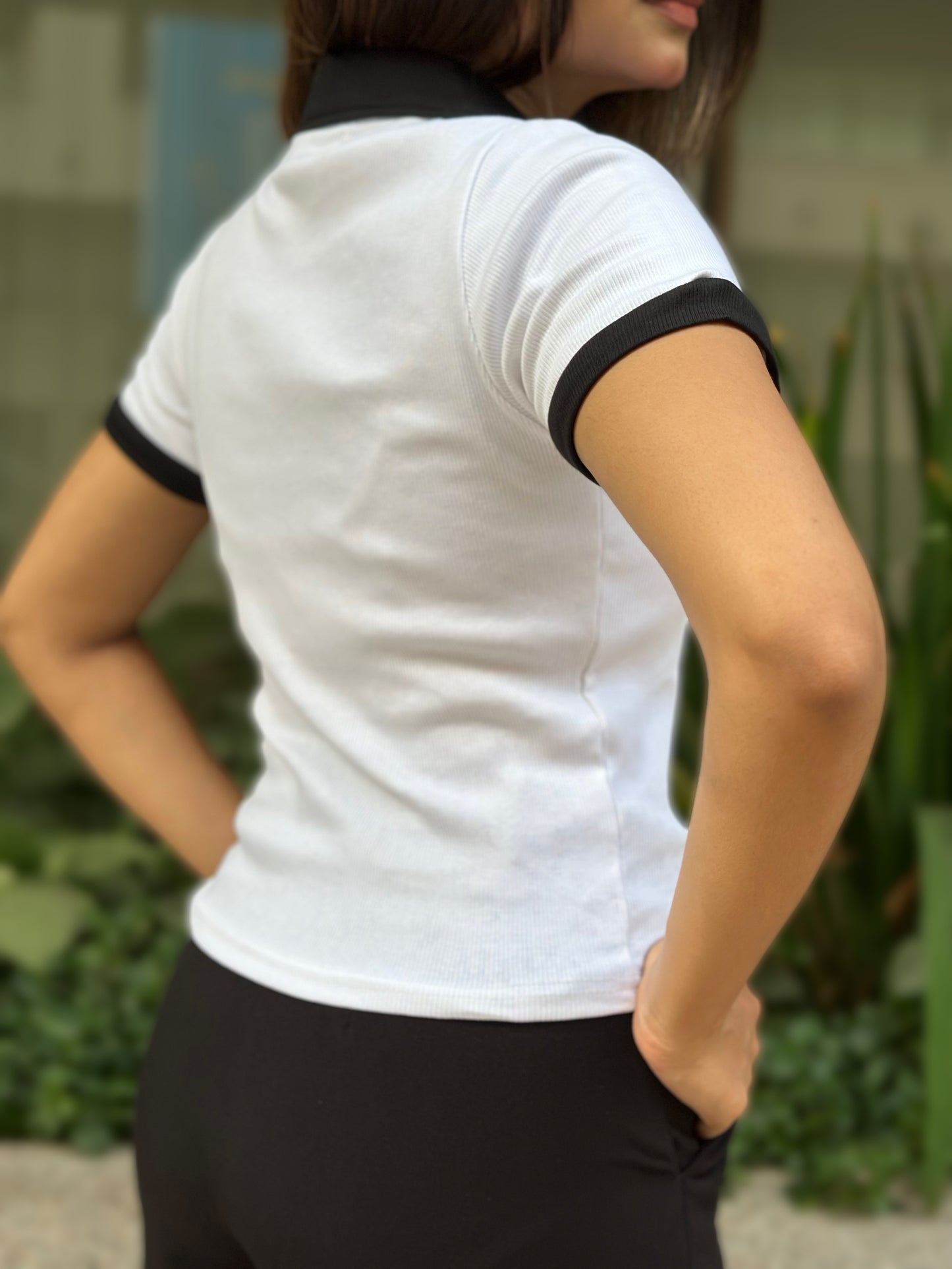 Contrast Polo T-Shirt || White