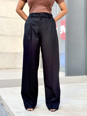 Premium Signature Straight Cut Wide Leg Formal Pant in Black for Women