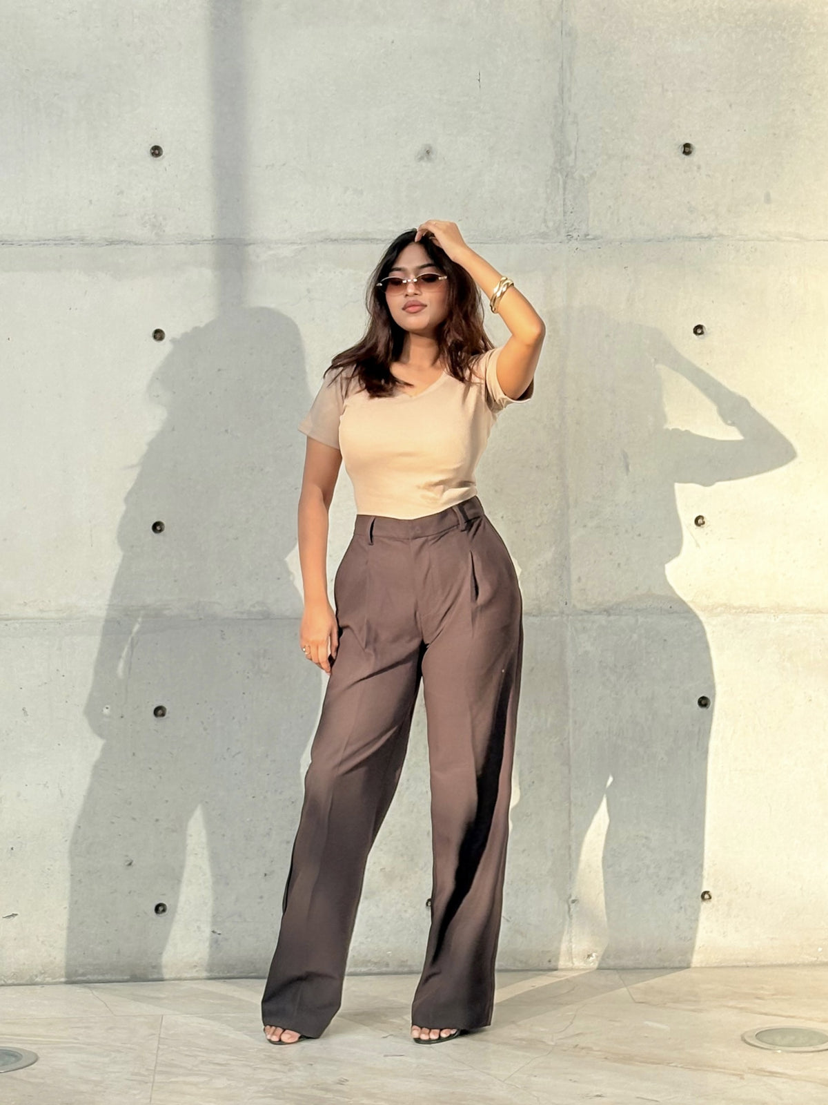 Premium Signature Straight Cut Wide Leg Formal Pant in Coffee