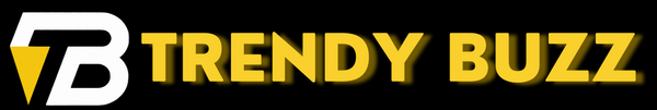 Trendy Buzz logo with 'TB' initials on a black background
