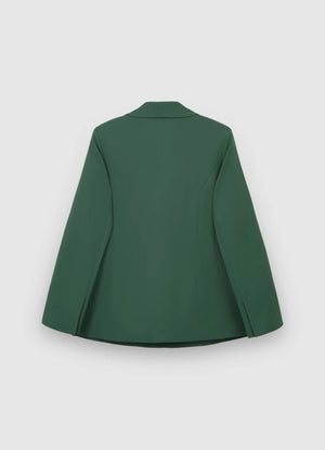 Women's 1 button solid green blazer with structured silhouette. trendy buzz bd.