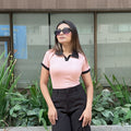 Contrast Polo T-Shirt || Pink