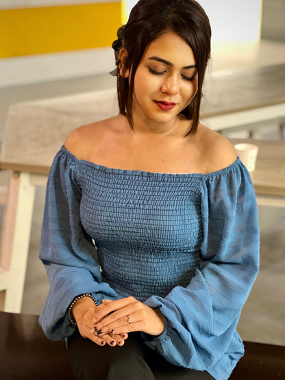 Short Smokey Tops || Blue Short Top || Ladies Short Tops