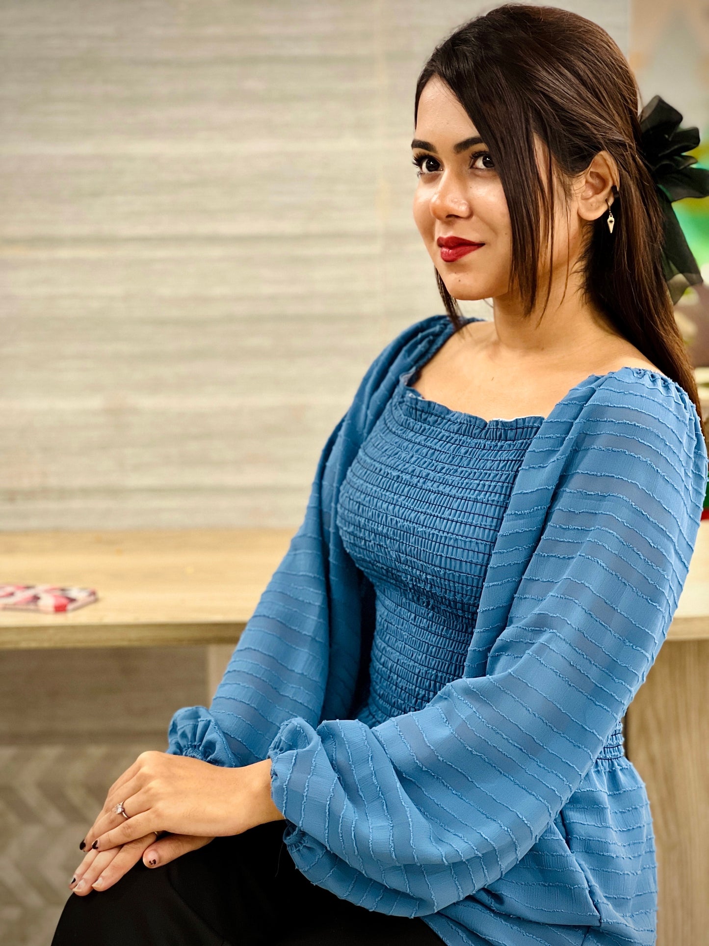 Short Smokey Tops || Blue Short Top || Ladies Short Tops