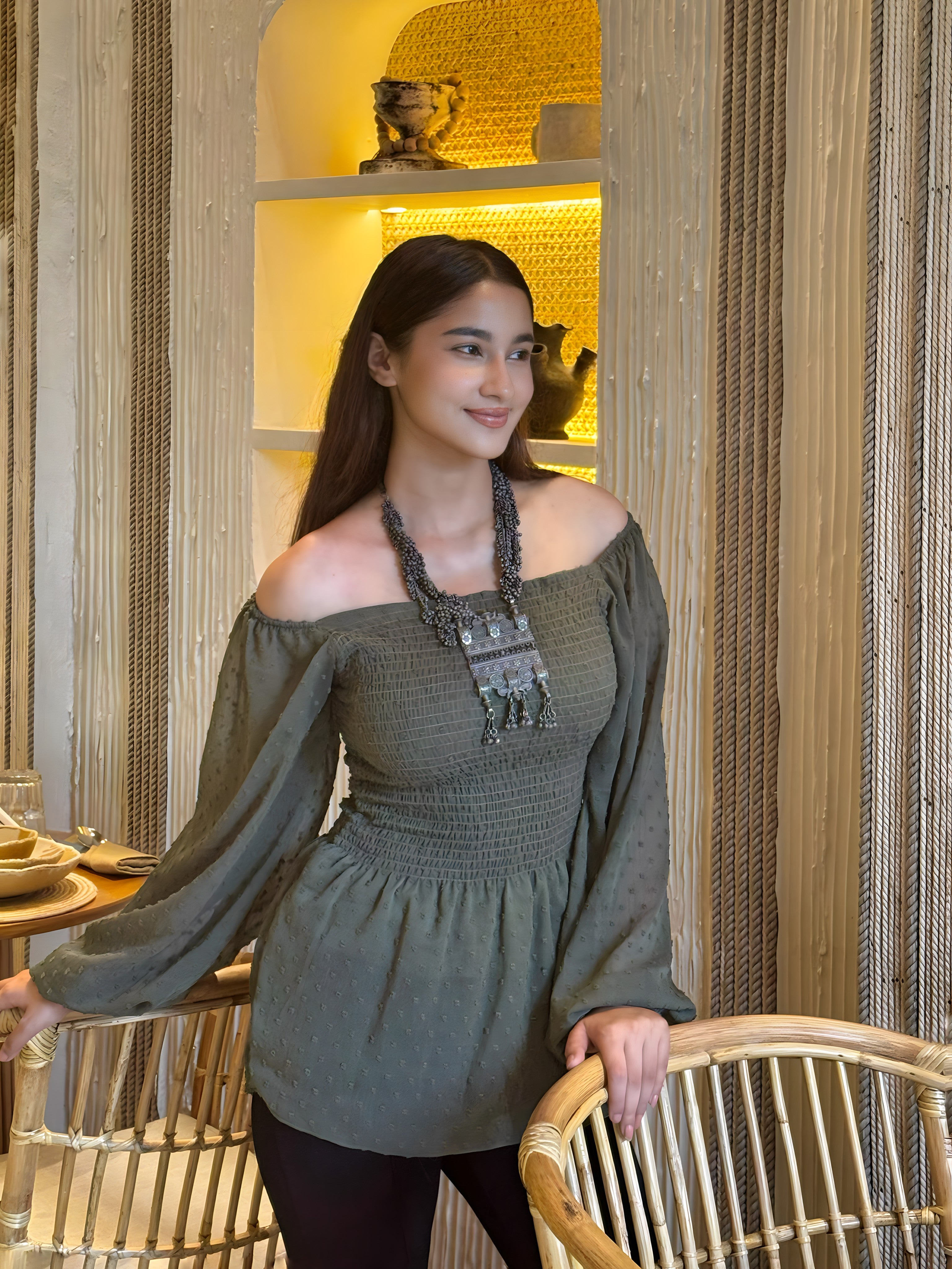 Short Smokey Tops || Olive Short Top || Ladies Short Tops