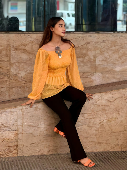 Short Smokey Tops || Yellow Short Top || Ladies Short Tops