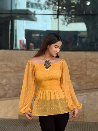 Short Smokey Tops || Yellow Short Top || Ladies Short Tops