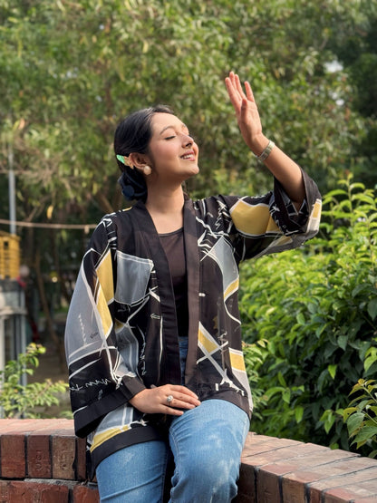 Short Kimono || Summer Wrap ||  Short Shrug || Black Multi