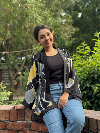 Short Kimono || Summer Wrap ||  Short Shrug || Black Multi