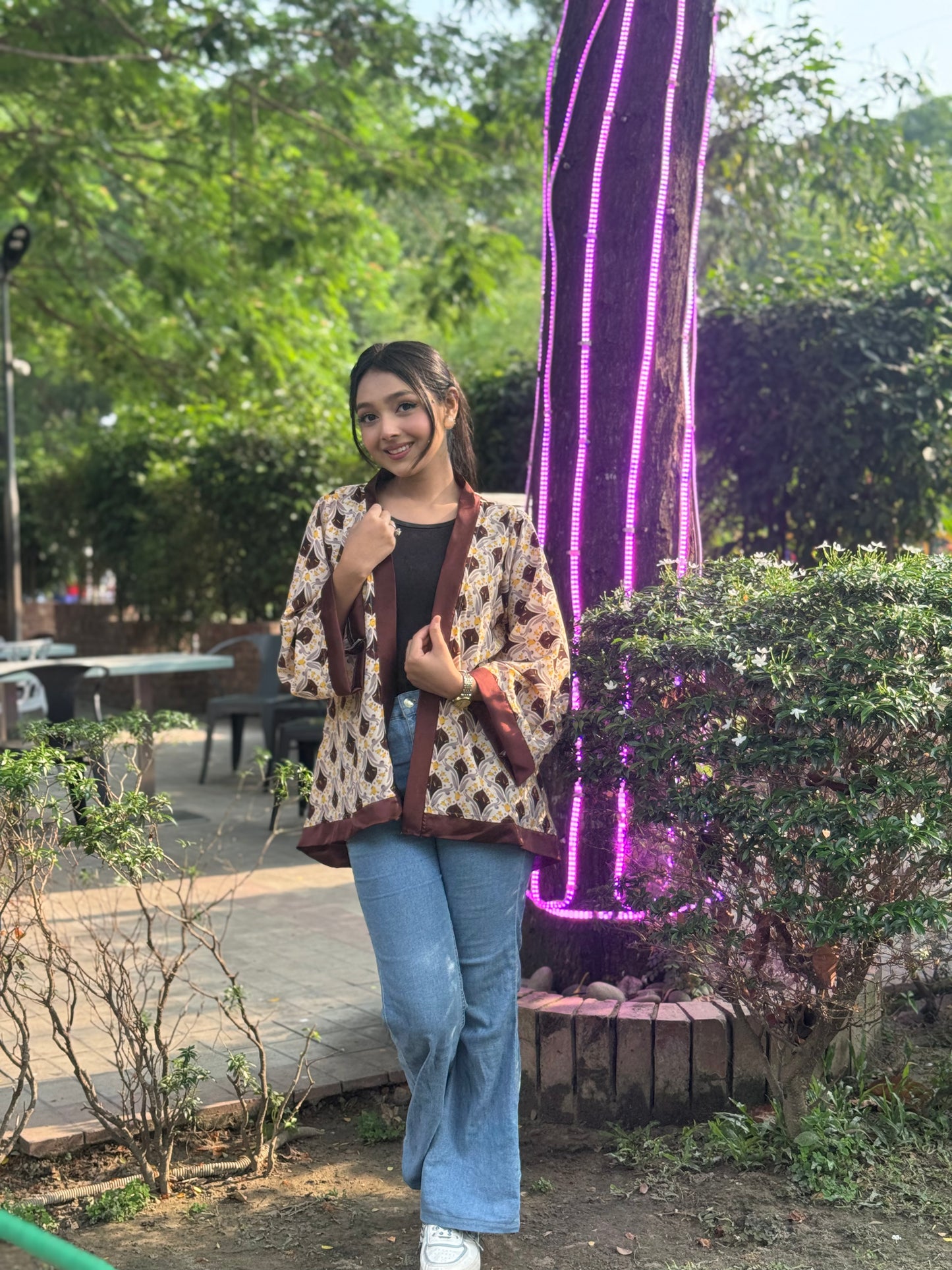 Short Kimono || Summer Wrap ||  Short Shrug || White + Coffee