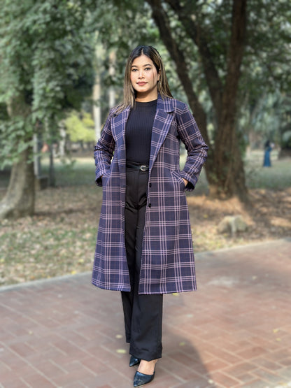 Black Barberry Check Overcoat