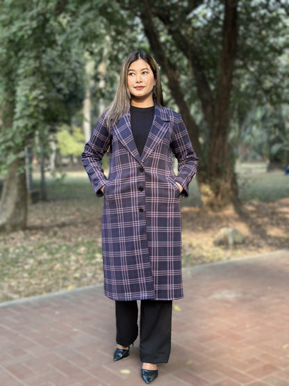 Black Barberry Check Overcoat