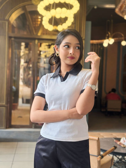 Contrast Polo T-Shirt || White