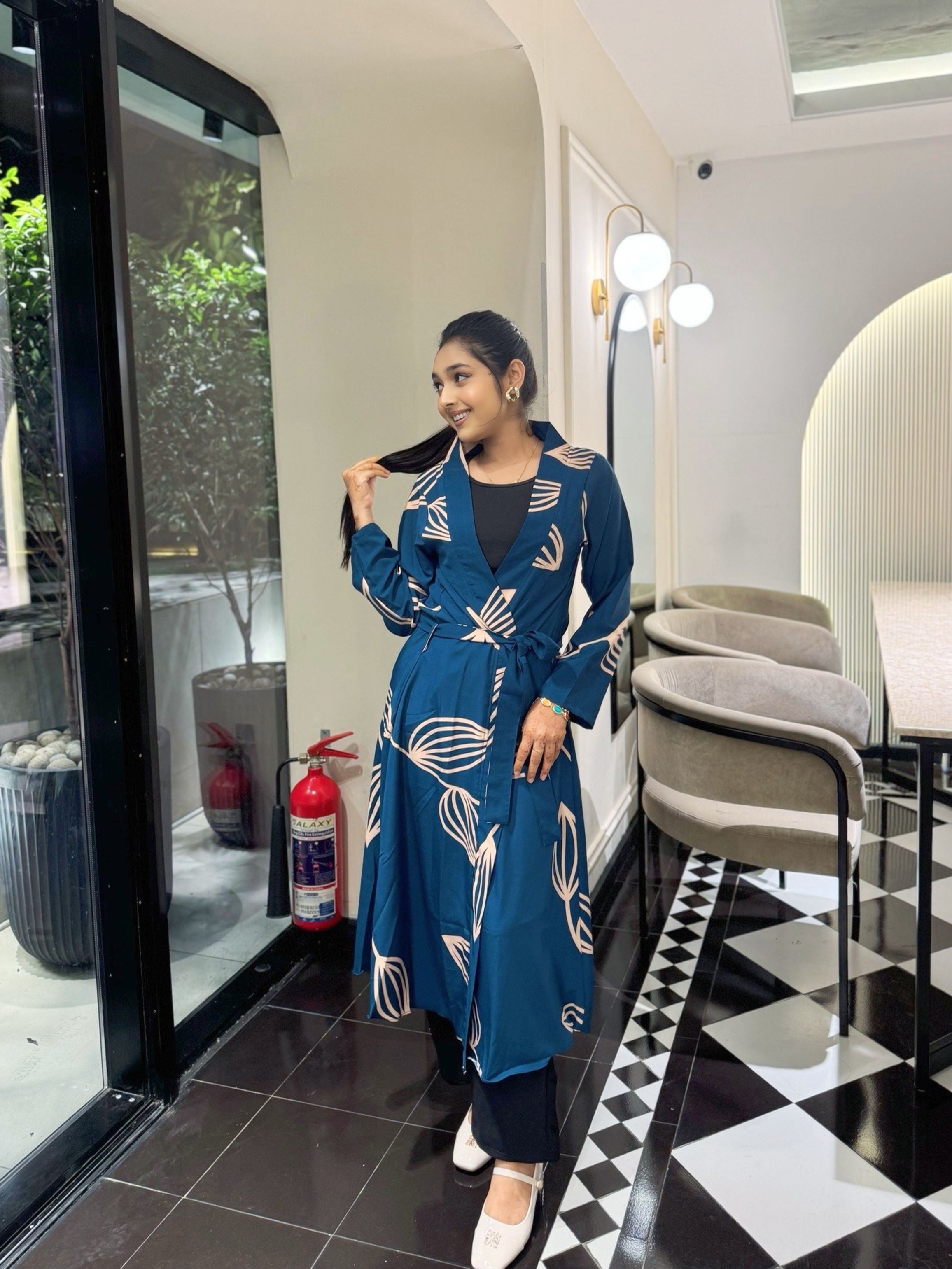 Shrug || Long Shrug ||  Long Koti || Sea Green