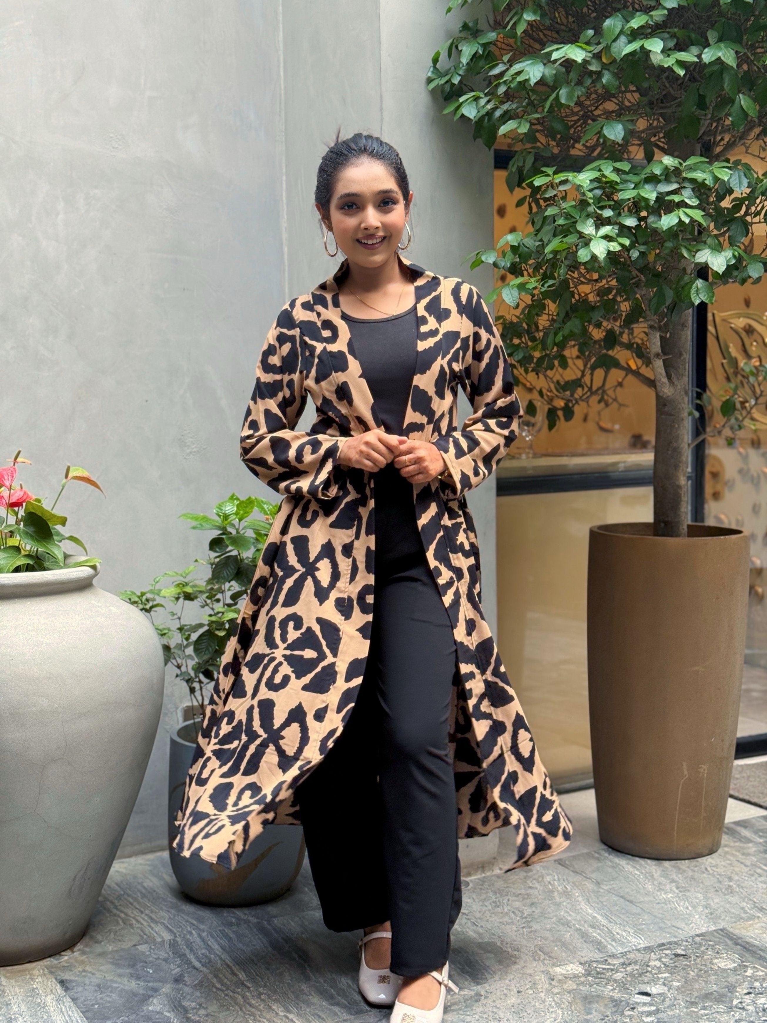 Shrug || Long Shrug ||  Long Koti || Beige & Black